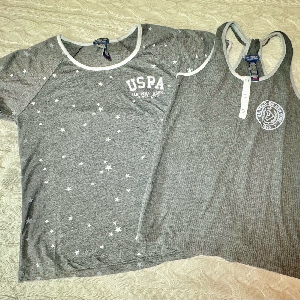 US Polo Assn Gray Star Tee and Tank PJ Tops #1300